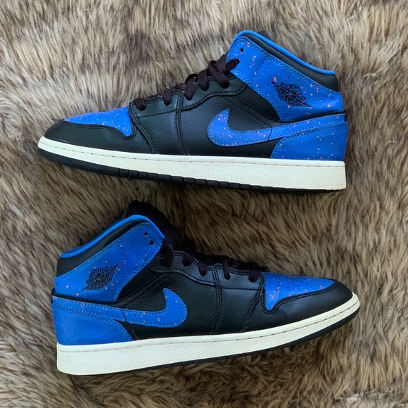 Jordan Shoes - Jordan 1 one mid royal blue paint splatter 7 8.5